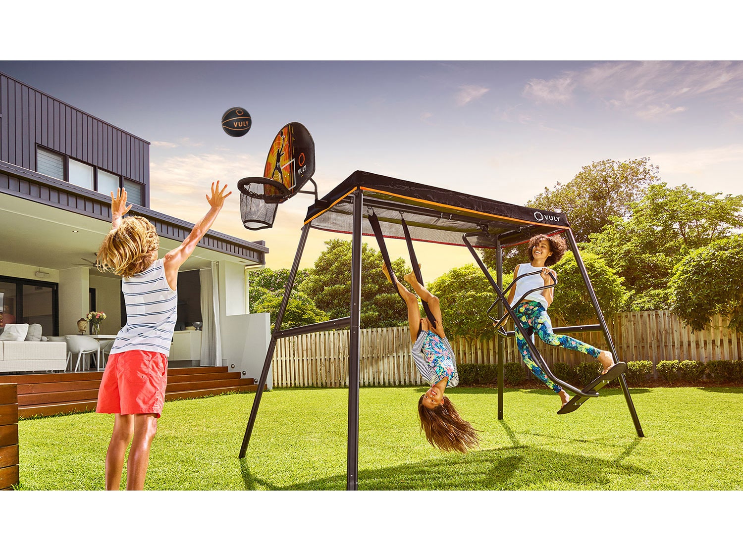 Attach a Basketball Set, Mister or Pulse to your 360 swing set, and enjoy them in a new way.